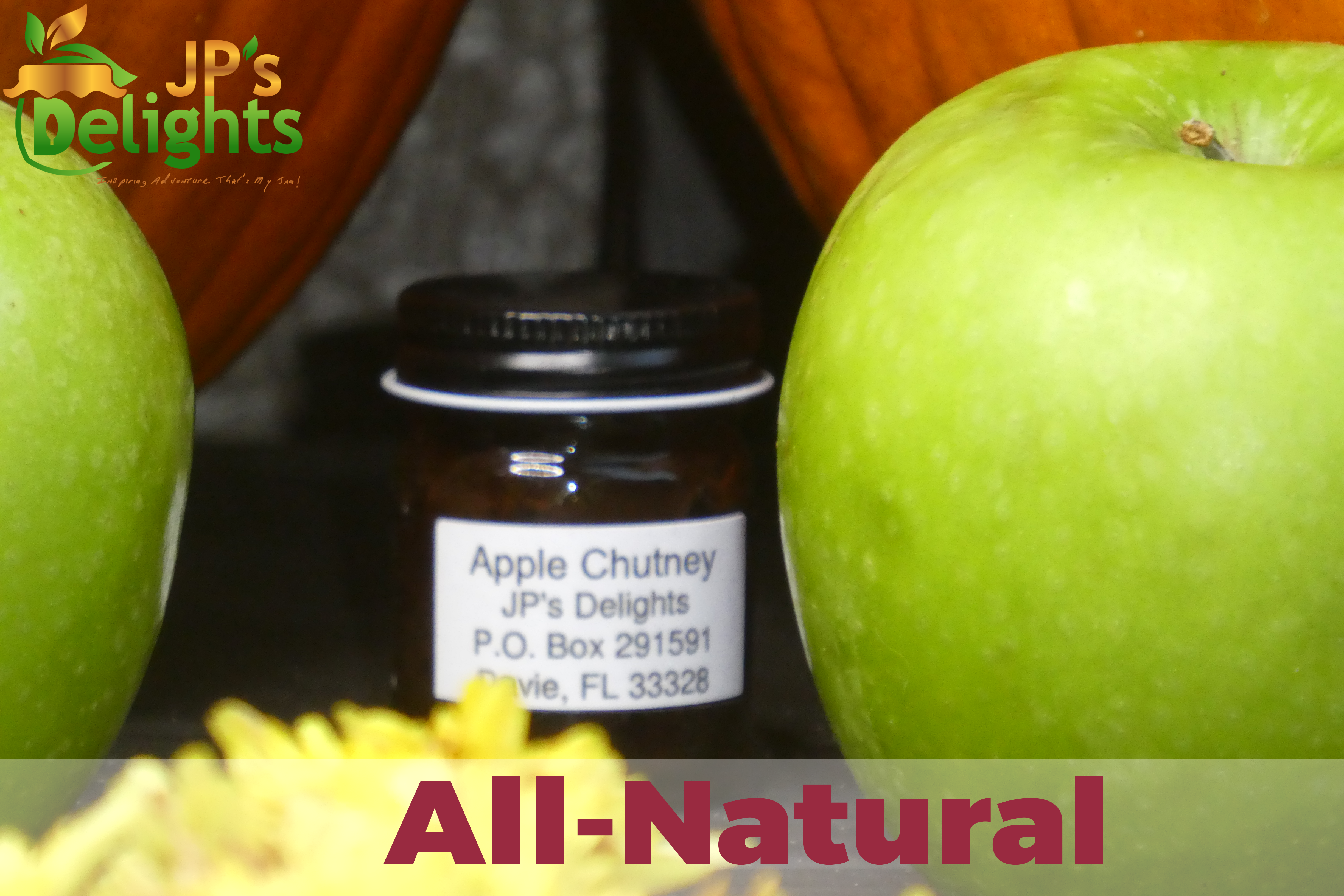 1.5 oz apple chutney jar labeled all-natural