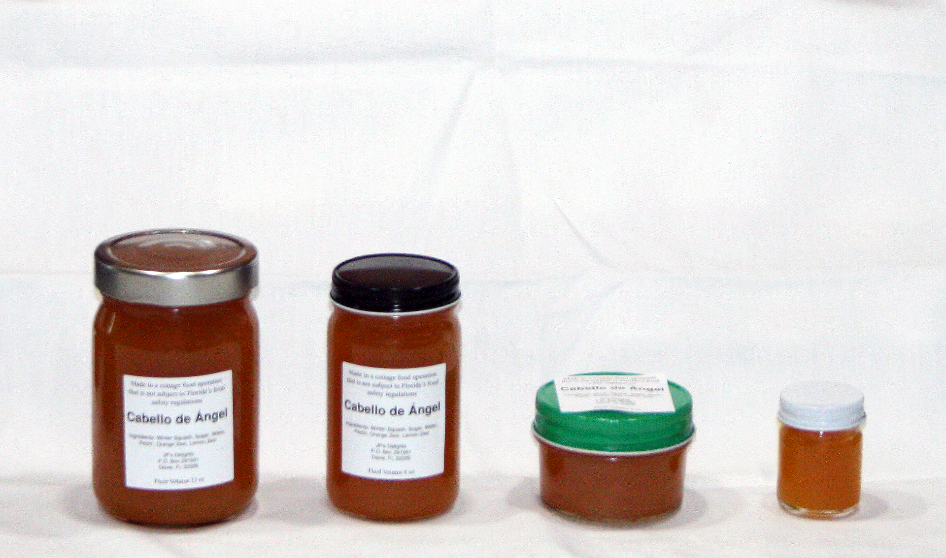 All size jars of Cabello de Angel