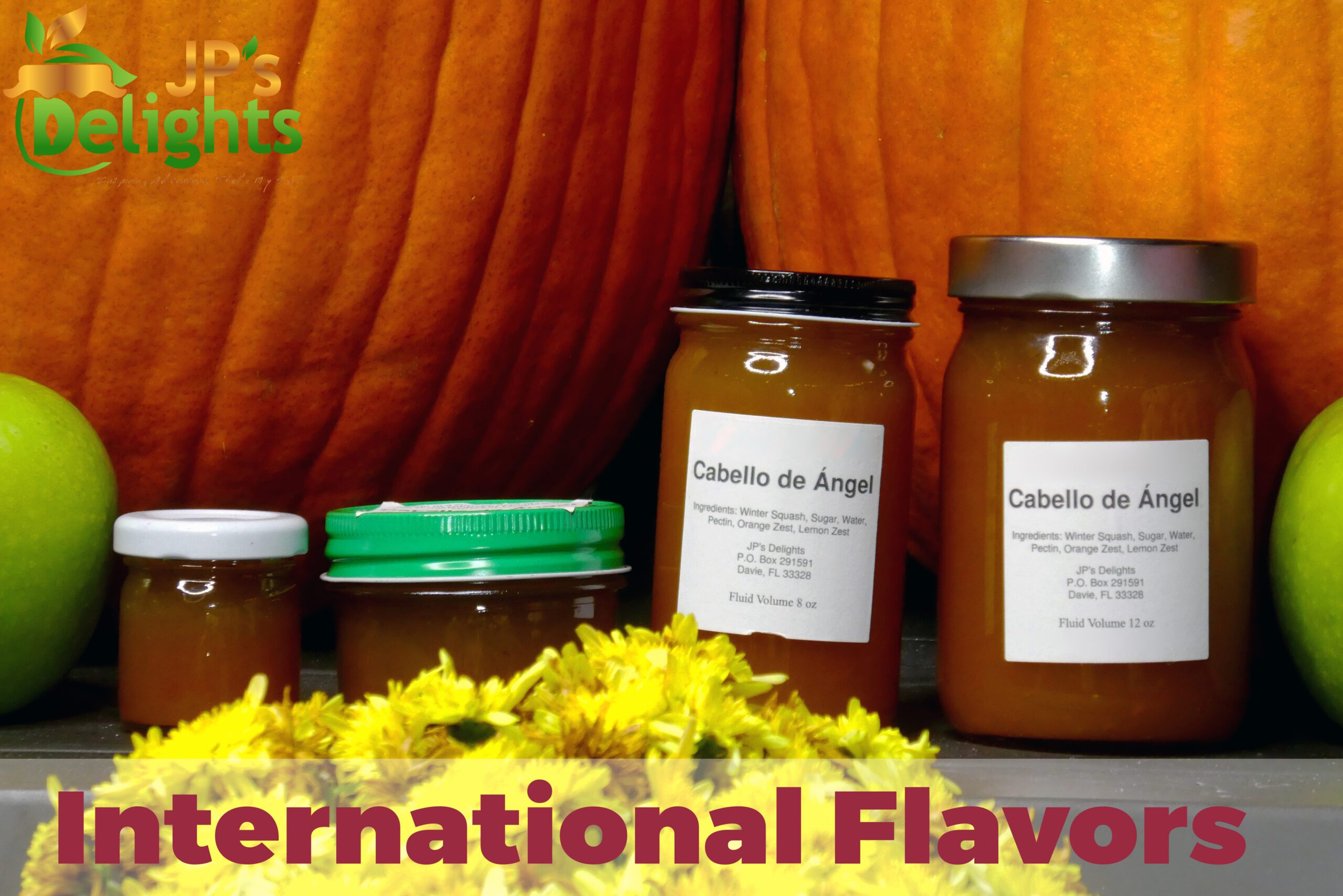 International Flavor of of Cabello de Angel in all sizes on a fall setting close up